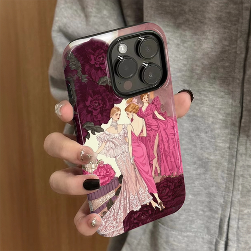 适用苹果15promax手机壳iPhone16新款iP14女高级12/13简约xsmax礼服贵妇8硅胶pro防摔11套7plus菲林二合一xr