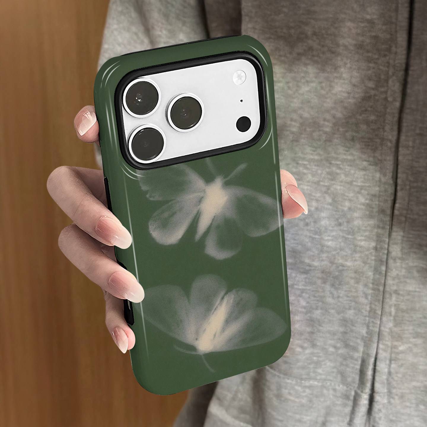 绿底蝴蝶适用苹果17pro手机壳iPhone16promax简约15春天14女13日韩小米新款12华为oppo防摔保护套8plus菲林x,3C数码配件,手机保护套/壳,淘宝优惠券,粉丝福利购,淘宝优惠卷