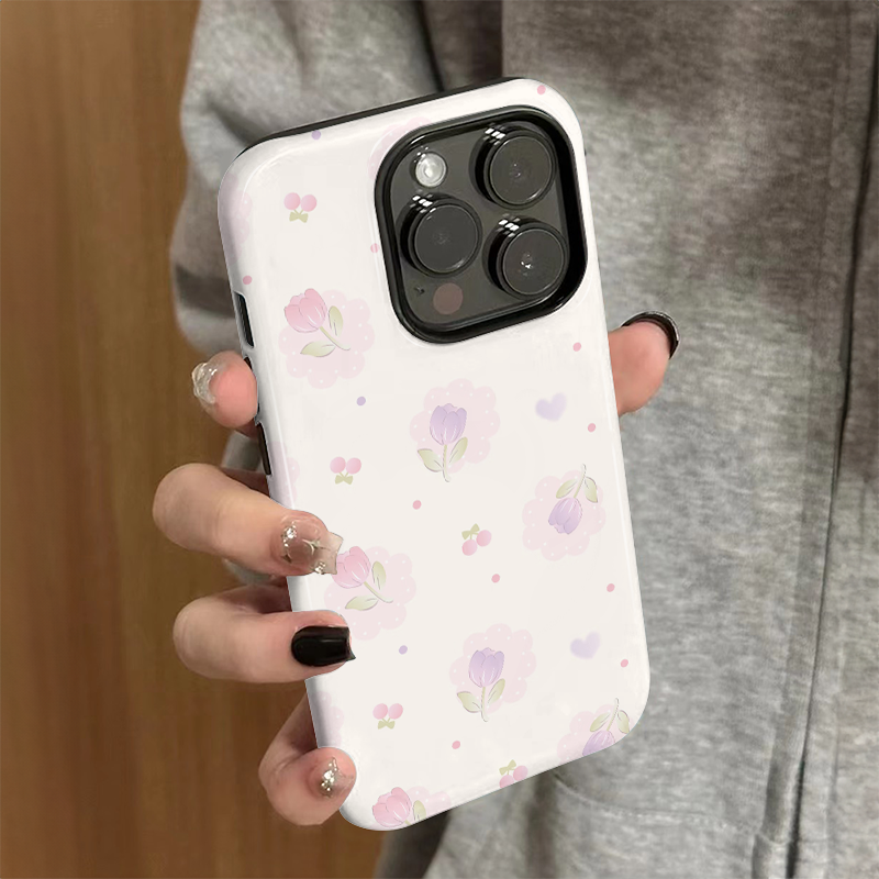 适用苹果15promax手机壳iPhone16新款iP16e女12/13简约xsmax高级8菲林14pro防摔11保护套7个性plus紫色小花xr