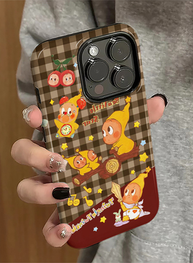 格纹星星人适用苹果16promax手机壳iPhone17pro秋冬15女13卡通新款14防摔11保护套12潮牌xsmax/8/7plus菲林e