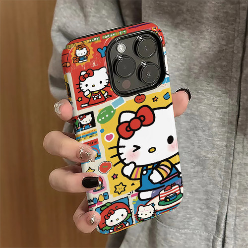 适用苹果17promax手机壳iPhone16pro卡通ip15pro新款13女14满屏kt猫12防摔保护套11日韩xsmax潮7/8plus菲林e