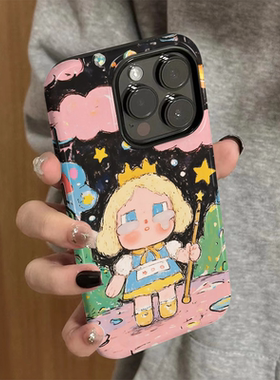 适用iPhone16promax手机壳新款苹果15pro简约iP14/13女17pro卡通12油画女孩7可爱xsmax防摔11保护套8plus菲林