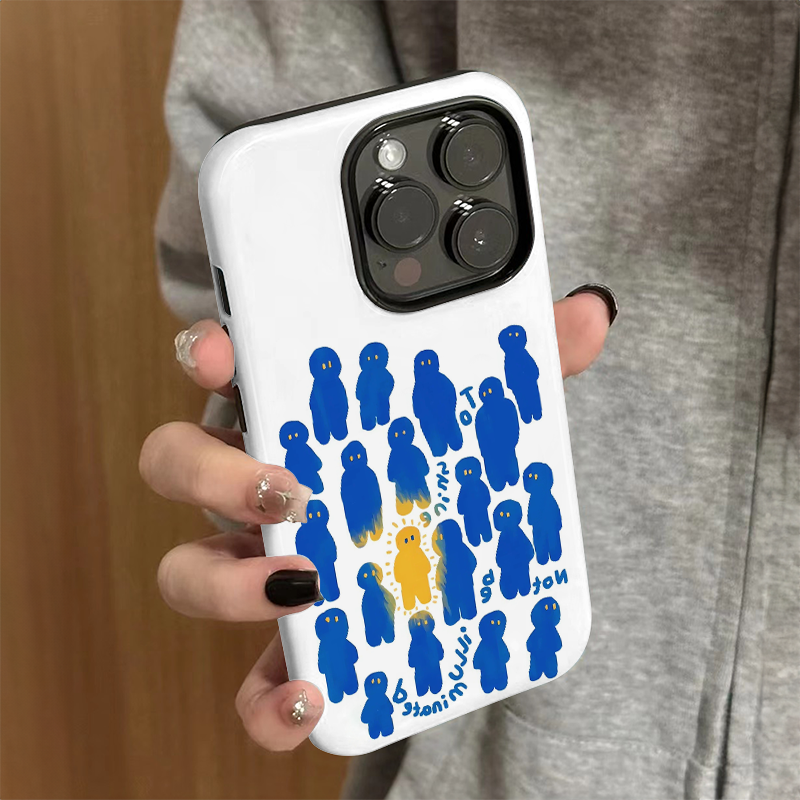 适用苹果15promax手机壳女简约iPhone16新款pro创意iP13/14硅胶xr防摔保护套iP7/8小众plus发光小人xsmax外壳