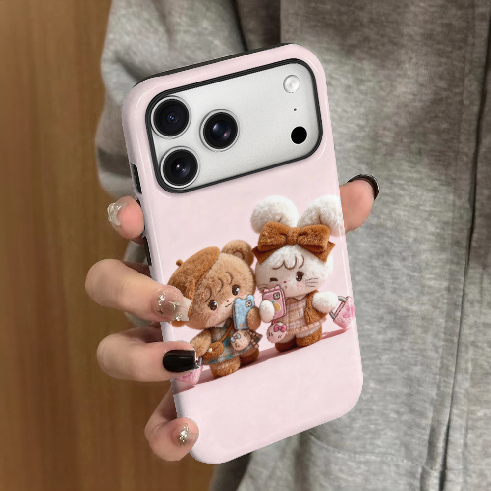 毛绒小兔适用苹果17pro手机壳iPhone16promax可爱ip15pro女13卡通14新款xsmax日韩12防摔11保护套8/7plus菲林