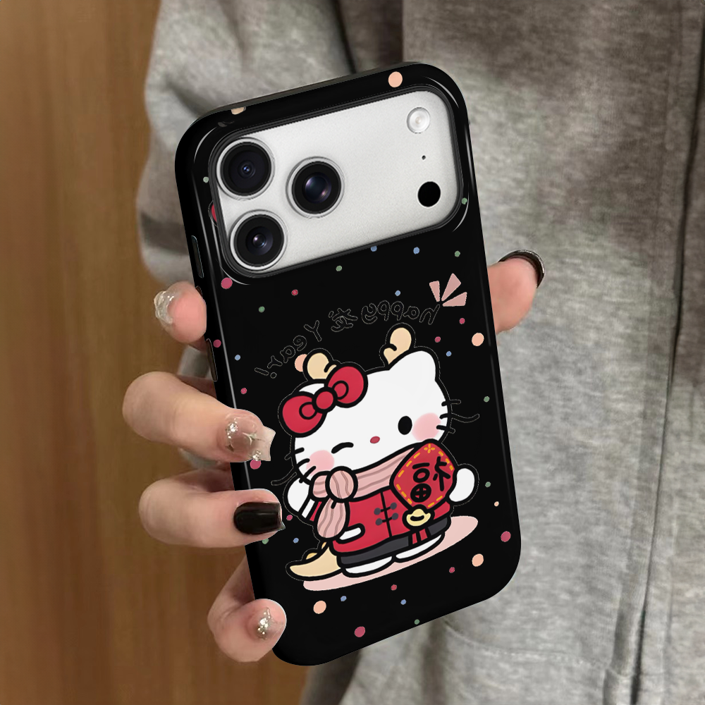 福气kt猫适用苹果16pro手机壳iPhone17promax日韩ip15pro女13卡通14新款xsmax新年12防摔11保护套8/7plus菲林