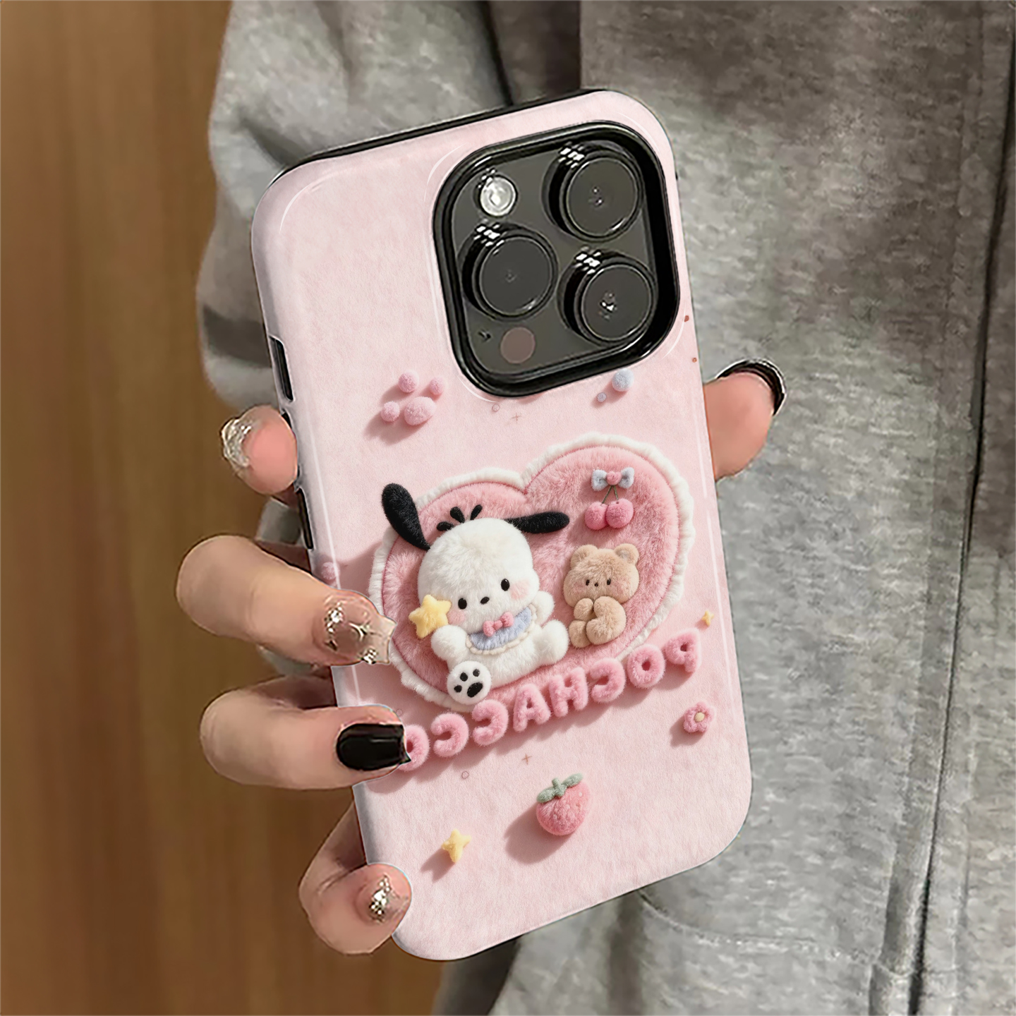 毛绒帕恰狗适用苹果17pro手机壳iPhone16promax可爱15pro女13卡通14新款xsmax日韩12防摔11保护套8/7plus菲林