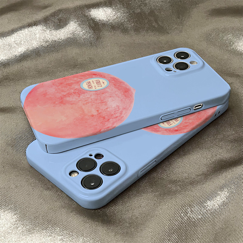适用于vivox90手机壳s15/s12/s10女s9/s7蓝底桃子x80/x70/x50pro菲林y