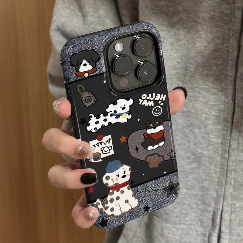 适用苹果16promax手机壳iPhone15新款iP14女12/13简约xsmax斑点小狗8菲林二合一防摔11保护套7创意plus高级xr