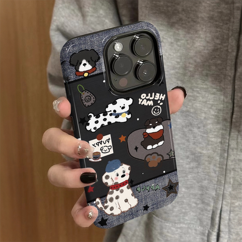 适用苹果17promax手机壳iPhone16新款iP15女13/14简约xsmax斑点小狗8菲林二合一防摔12保护套7创意plus高级xr