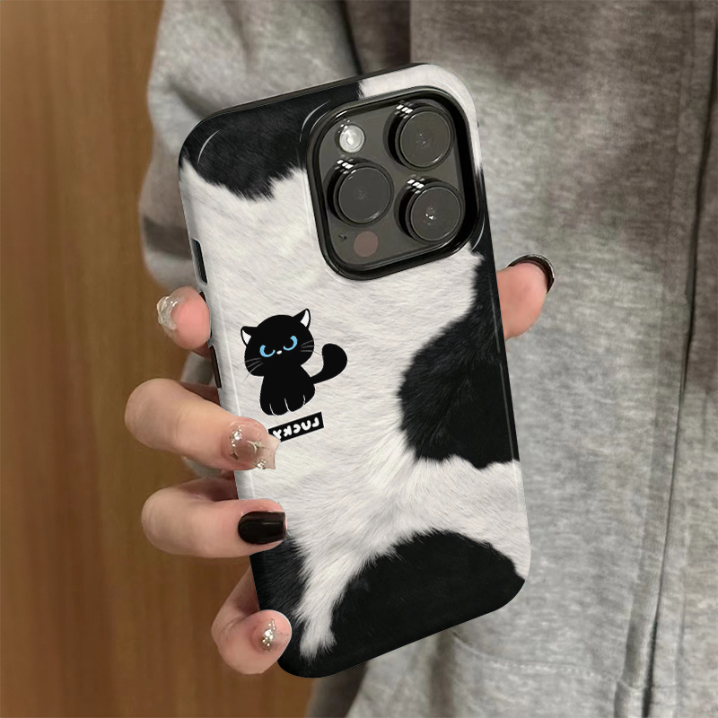 适用苹果16promax手机壳iPhone15新款iP14/13女12简约pro创意xsmax菲林二合一8防摔11个性7小众plus幸运黑猫x