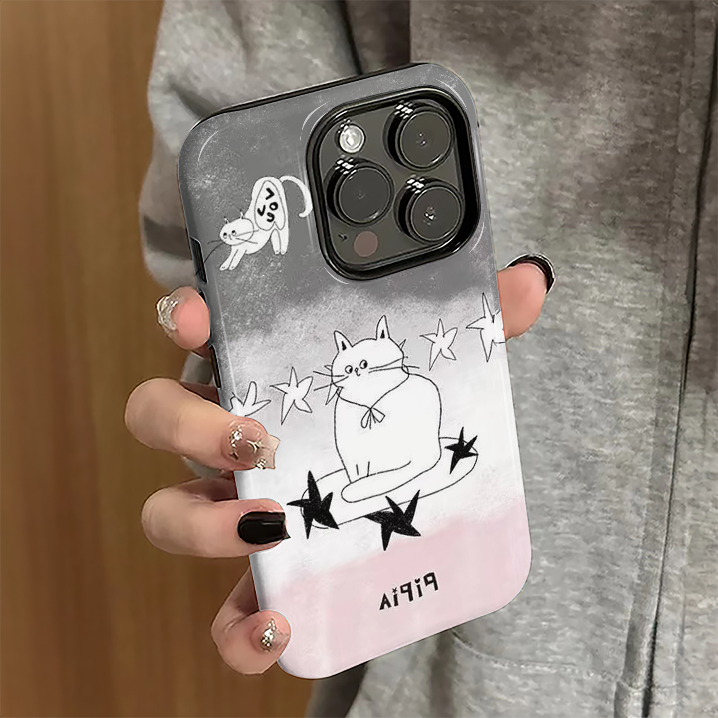 星星猫咪适用苹果16pro手机壳iPhone17promx个性15pro女13简约新款14防摔11保护套12日韩xsmax/8/7plus菲林e