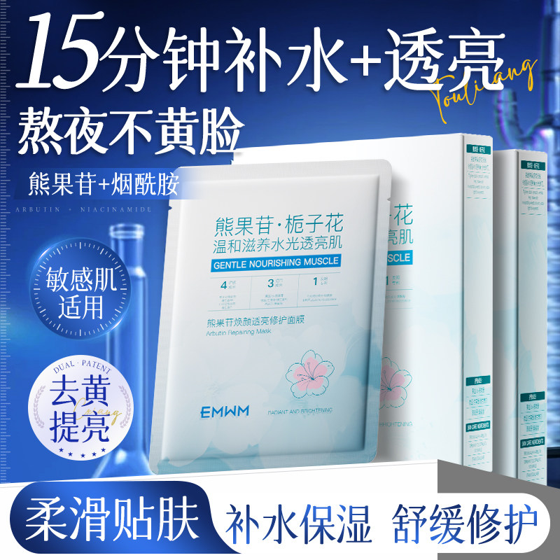 熊果苷焕颜透亮修护面膜补水保湿修护日常护理温和滋养舒缓修护 - 实物图