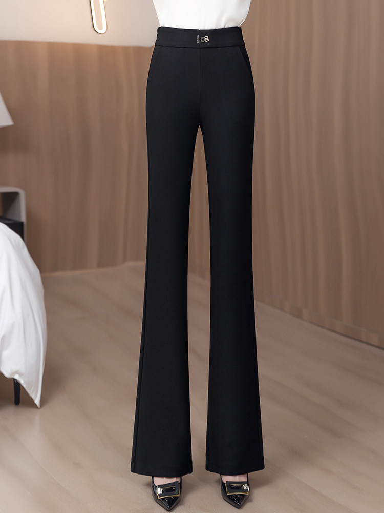 黑色微喇西装裤女春秋季2025年新款高腰显瘦垂感休闲裤时尚喇叭裤