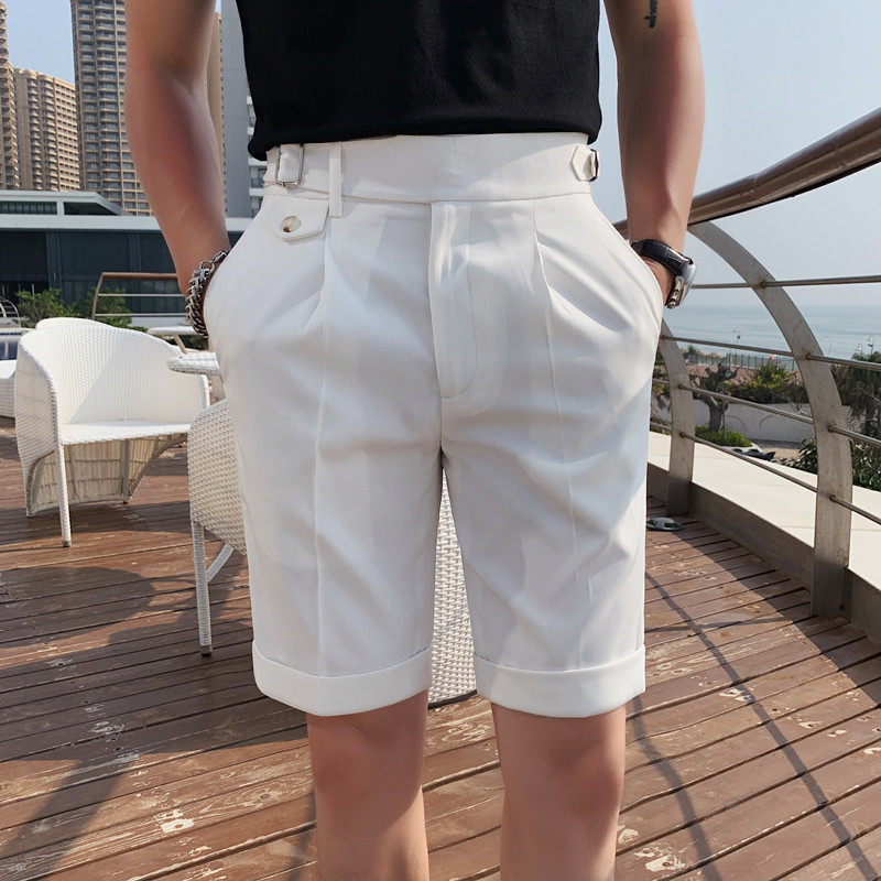 Solid color high waist straight suit shorts 高腰直筒西装短裤