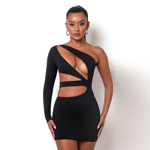 long dress性感长袖 sleeved buttock 镂空包臀连衣裙 hollow Sexy