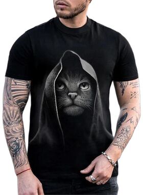 Casual 3D Printed Short Sleeve T-Shirt 休闲3D印花短袖T恤男士