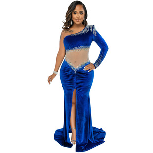 Oblique Split Neck Shoulder Dress斜领单肩开叉连衣裙 One Mesh