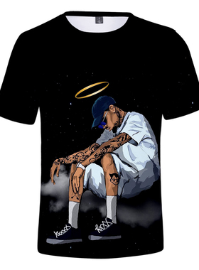 Loose fashion 3D printing short sleeve宽松时尚3D印花短袖男士