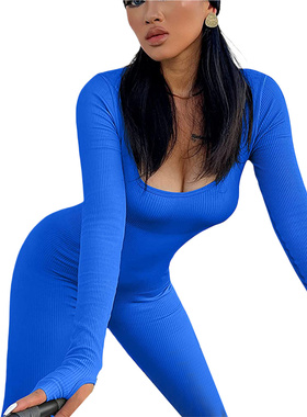 Square neck hip lift slim sexy jumpsui方领提臀修身性感连体裤