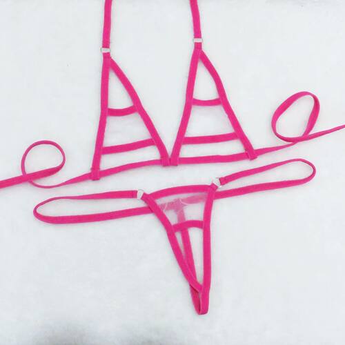 Sexy Perspective Mesh Three Point Set 性感透视网纱三点式套装
