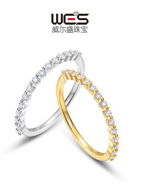 简约宝石璀璨莫桑石戒指S925银镀18K金镶嵌彩宝宝石指环轻奢水晶