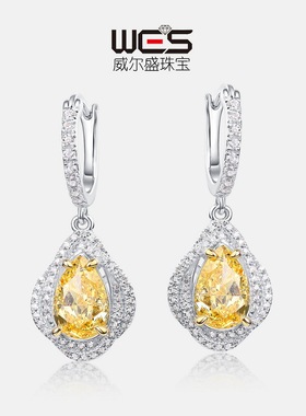 S925镀18K金鹅黄高碳钻耳钩