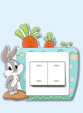 可爱夜光创意简约现代卡通风格3d立体开关贴装饰家用墙贴通用款式