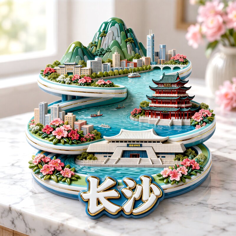 长沙城市风景金属冰箱贴磁贴立体