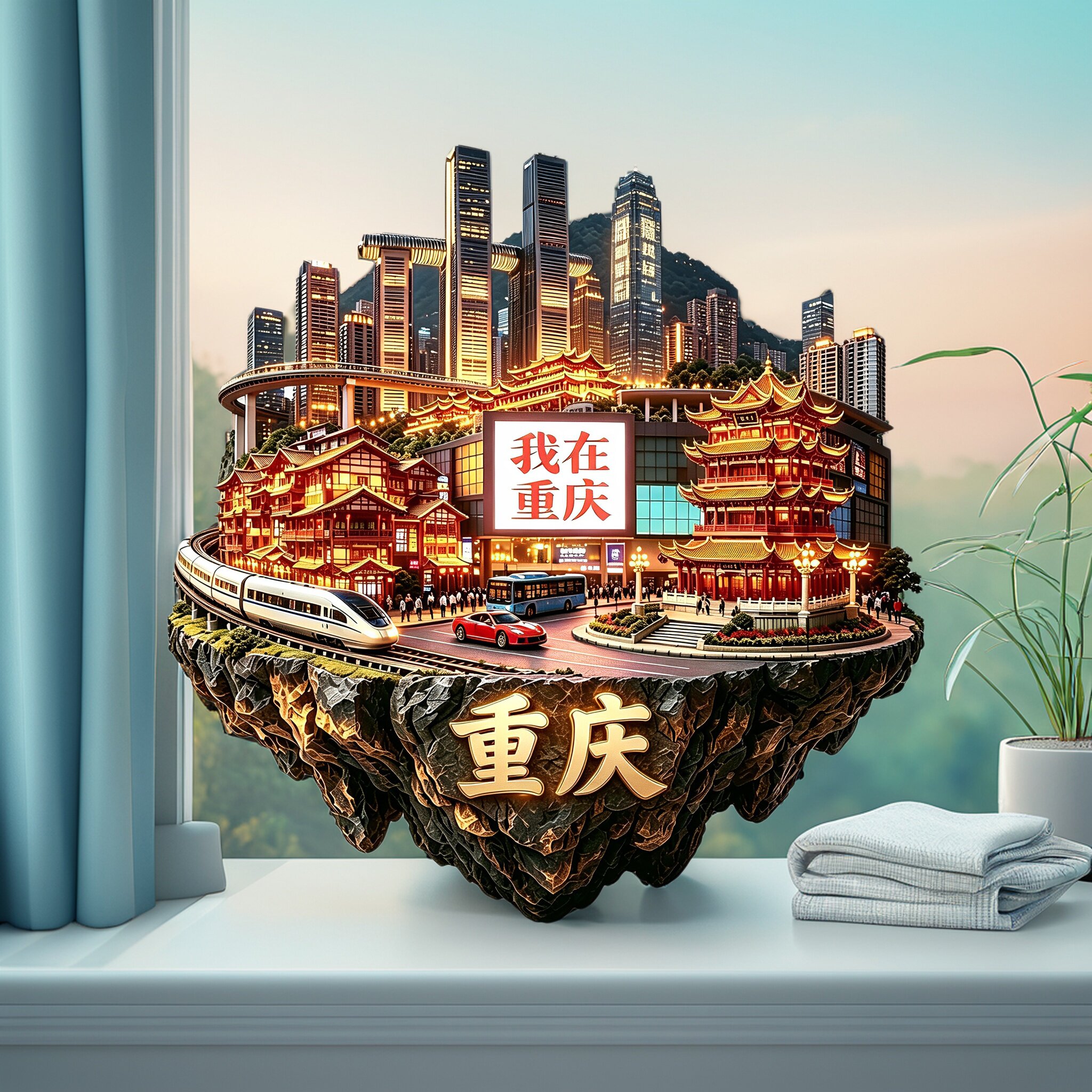 中国重庆立体浮雕金属冰箱贴城市