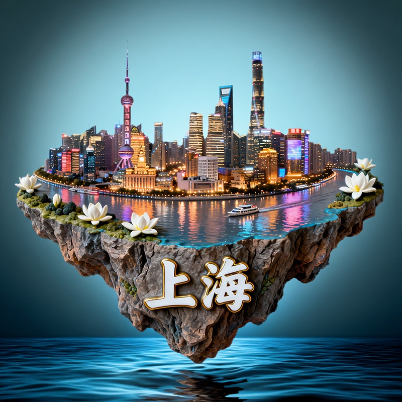 中国旅游上海城市地标金属冰箱贴