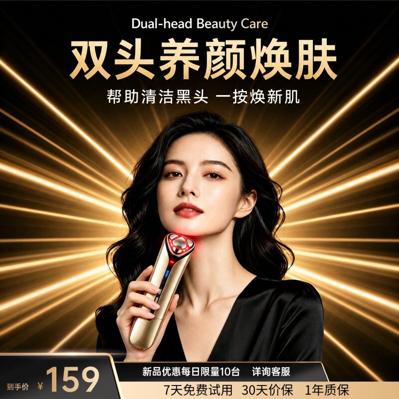 肌智超声波双头黑头铲美容仪器家用按摩器采光脸部神器提拉导入仪