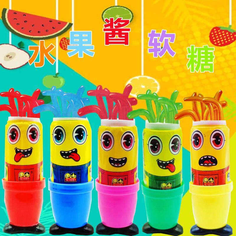 疯狂的头发果味酱软糖果盒装网红卡通趣味凝胶创意搞怪儿童小零食