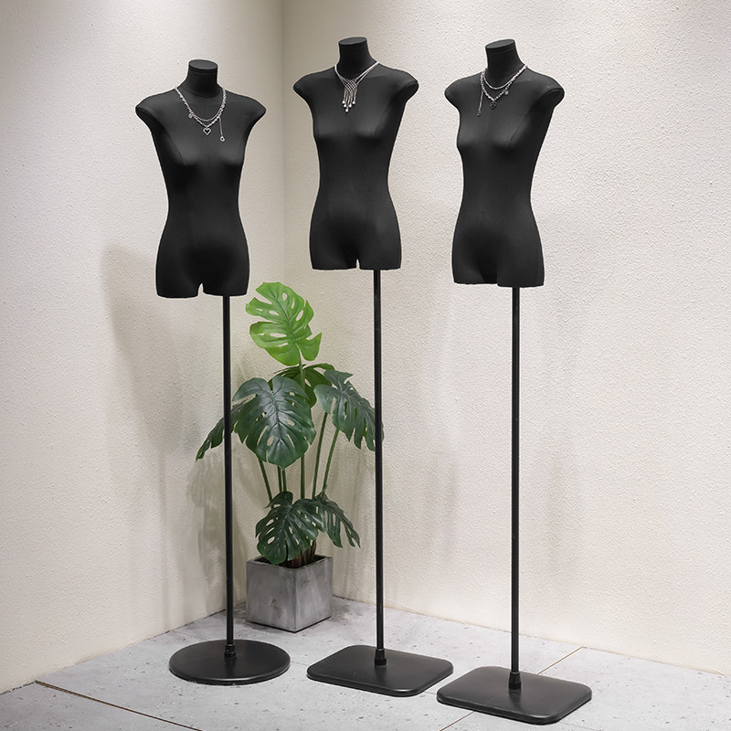 黑色扁身模特道具半身女装人台平胸瘦身服装店橱窗陈列展示架全身