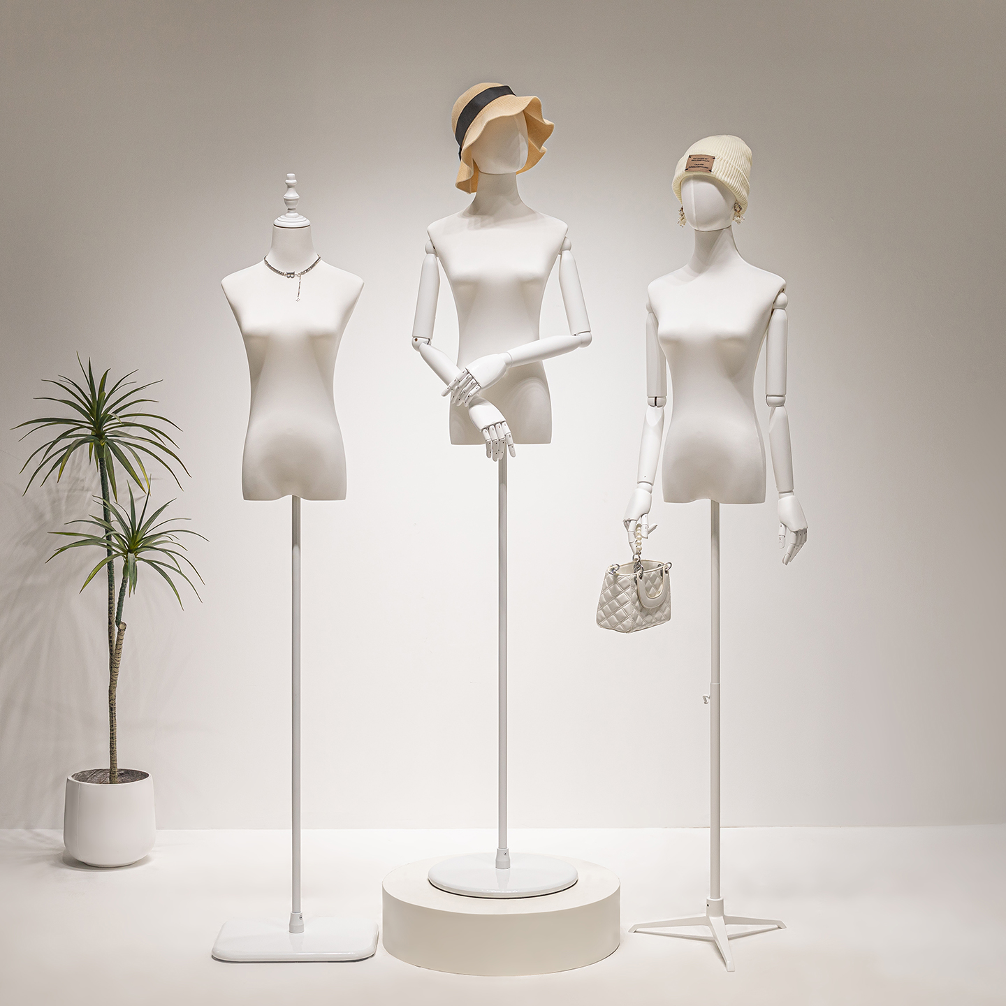 服装店黑色白色模特道具女半身人台女装店橱窗陈列模特展示架全身