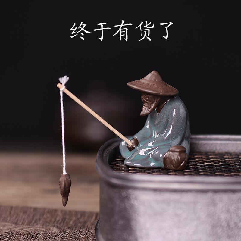 姜太公钓鱼摆件假山鱼缸中式微景观盆栽造景装饰摆件桌面摆件花宠