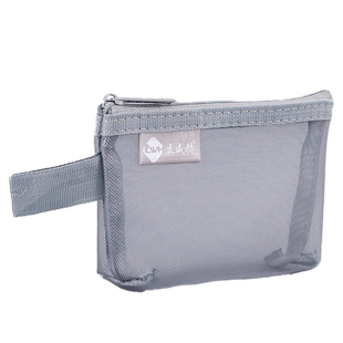 小卡片收纳袋迷你小号文件袋公交卡零钱收纳袋防水网纱透明身份证袋收藏保护袋小包证件袋小巧硬币卡包拉链袋