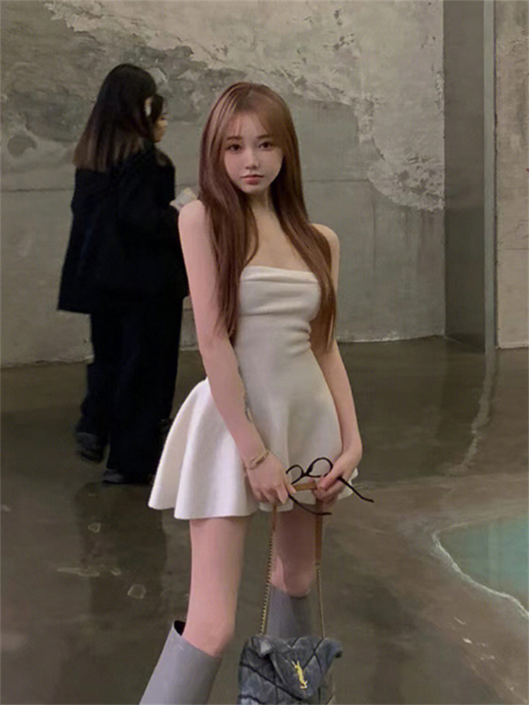 BIRTHDAY PARTY DRESS HIGH-END LIGHT LUXURY NICHE PARTY ADULT DRESS TEMPERAMENT ONE-SHOULDER BANDEAU DRESS