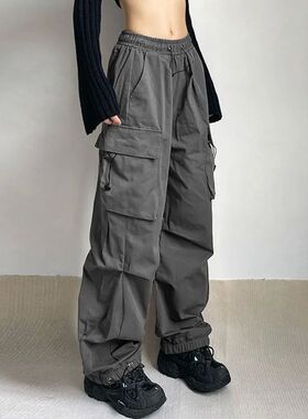 Casual high waisted wide leg overalls 休闲高腰阔腿工装裤女士