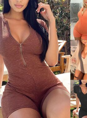 V-Neck Knitted Slim Zipper Hip Wrap SkirtV领修身拉链包臀裙女