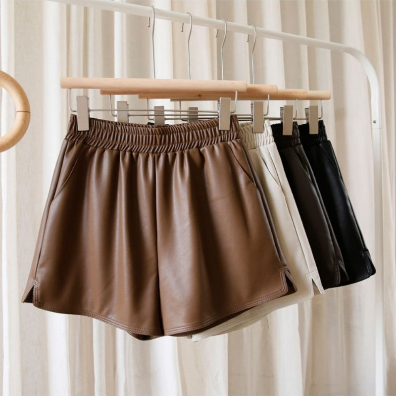 High waist loose imitation leather shorts 高腰宽松仿皮短裤女,女装/女士精品,打底裤,淘宝优惠券,粉丝福利购,淘宝优惠卷