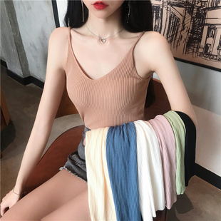 Thin pit strip knitting small sling female细坑针织小吊带女士