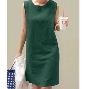 Solid color sleeveless straight leg vest skirt无袖直筒背心裙