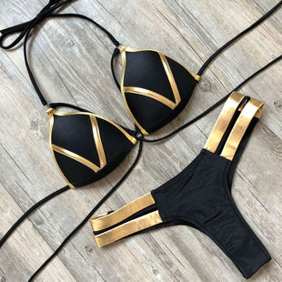Sexy Fashion Strap Split Swimwear Female性感时尚绑带分体泳衣
