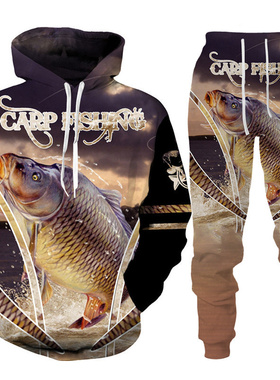 Hoodie 3D printing loose two-piece set连帽衫3D印花宽松两件套