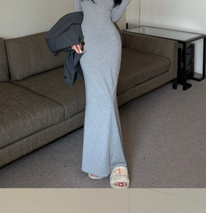 sleeve 包臀鱼尾裙 Round long fishtail skirt长袖 hip neck wrap