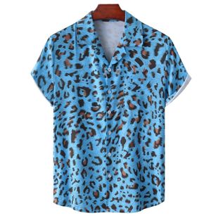 Loose leopard print short-sleeved shirt 宽松豹纹印花短袖衬衫