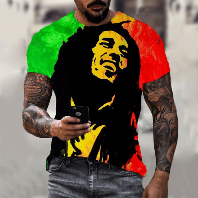3D loose print short-sleeved T-shirt for men3D宽松印花短袖男