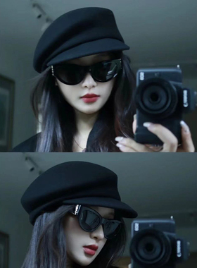 fever羊毛礼帽贝雷帽女2025新款秋冬英伦赫本风马术报童千金帽子