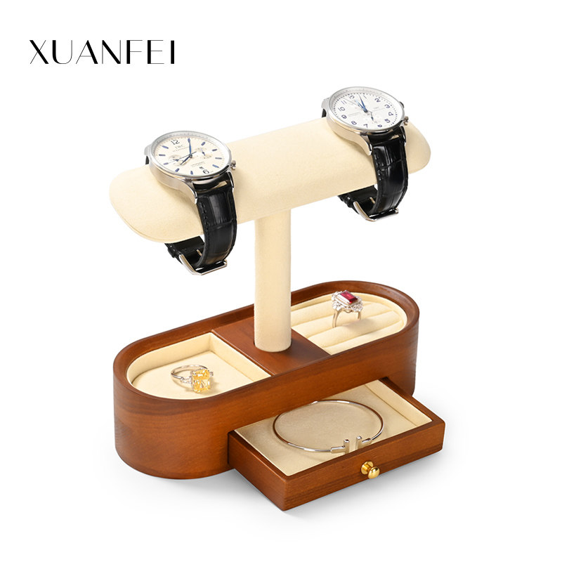 玄妃实木玄关首饰收纳盒饰品收纳架手表架手镯手链耳环戒指收纳盘