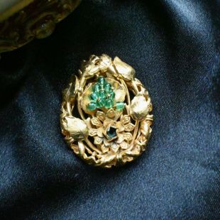 任四月复古首饰 DeRosa金色花环胸针